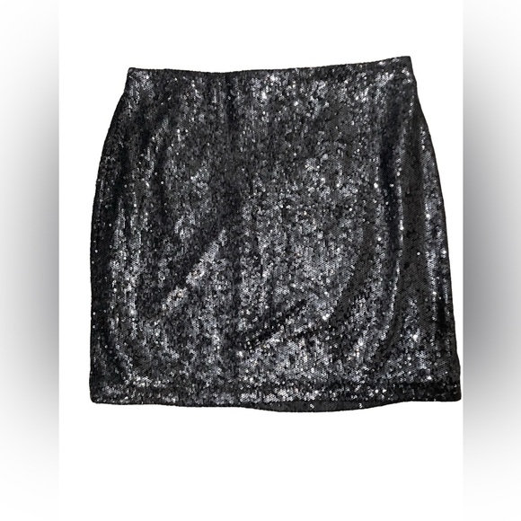 White House Black Market WHBM Elegant Black Sequin Skirt Size 6 - Picture 2 of 10